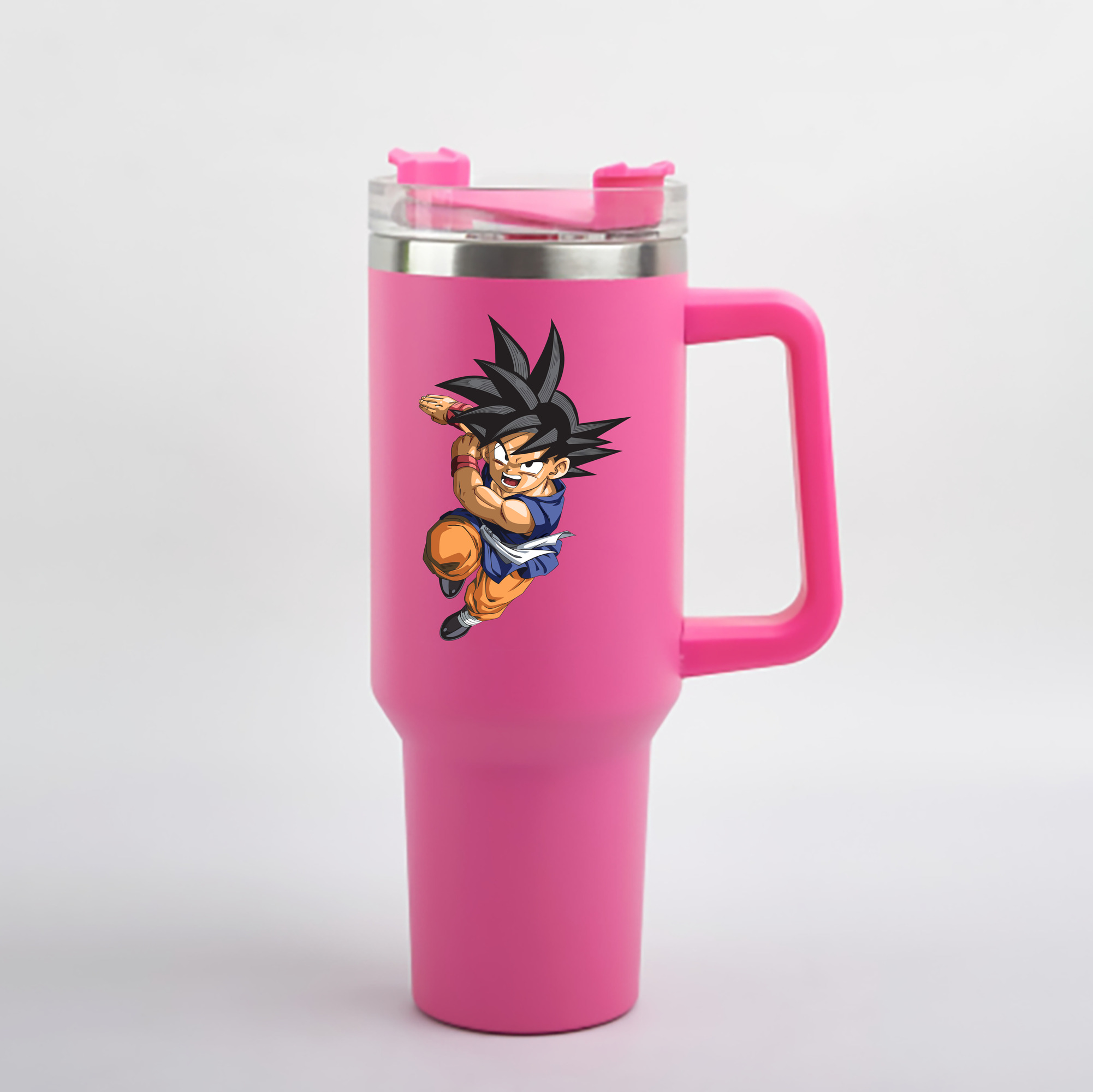 （画像用） ドラゴンボール 孫悟空（そん ごくう）Son Goku カカロット DRAGON BALL Kakarotto 1200mL車用タンブラー - クリスタルステッカー（プラスチックストロー付き）